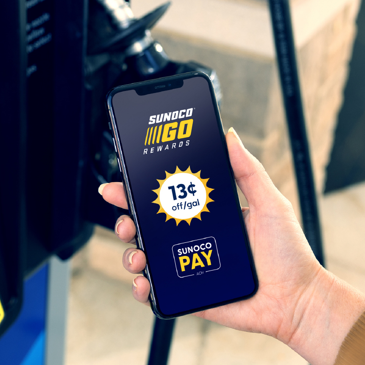 Sunoco Go Rewards and Sunoco Pay savings display on phone