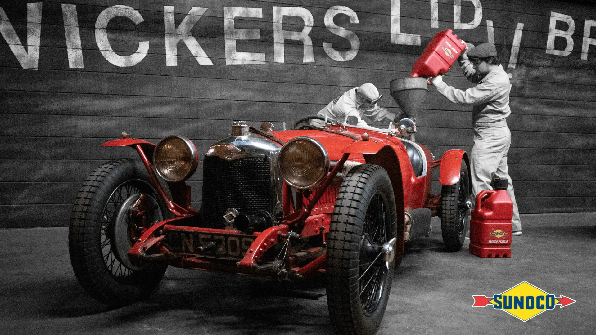 Historic vehicle being fueled at museum