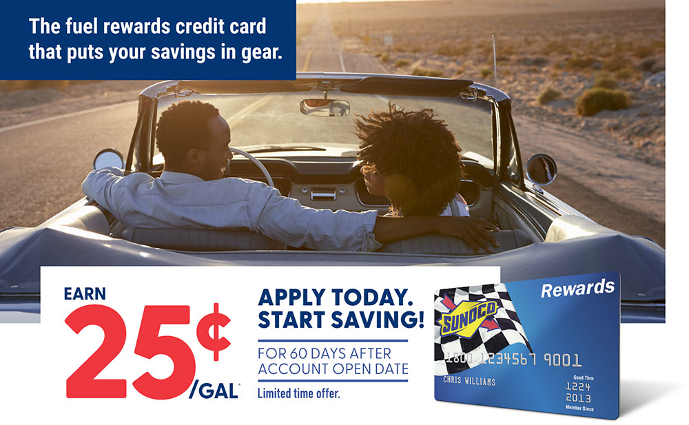 Apply today. Start Saving! Earn 25 cents per gallon for 60 days after account open date. Limited time offer.