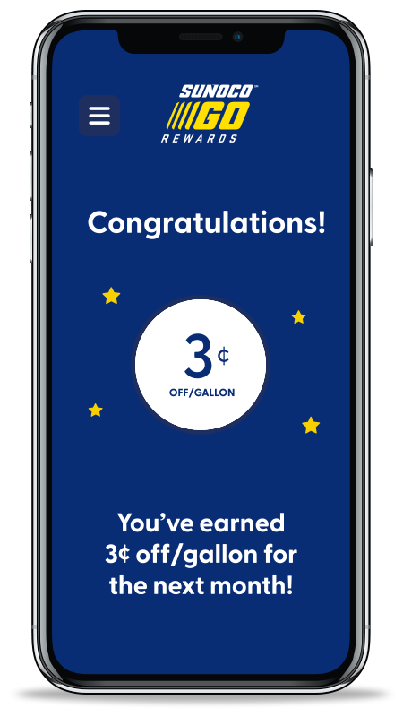 Sunoco Go Rewards App on phone